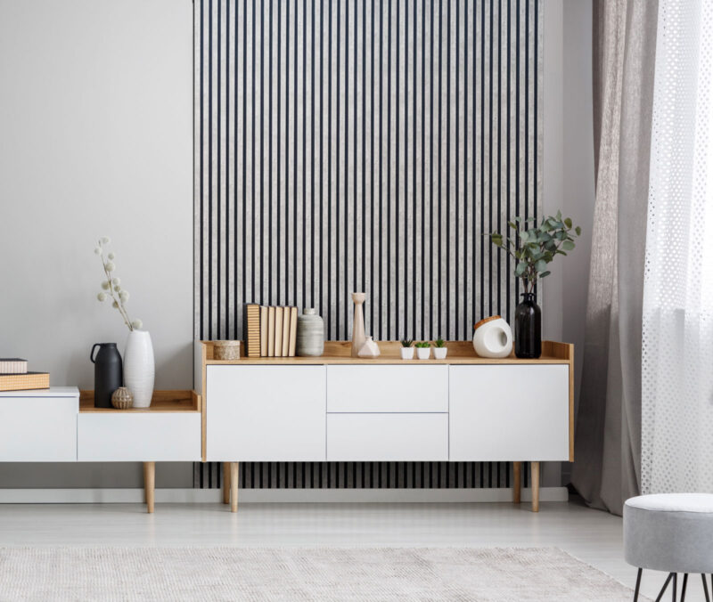 Akustyczny Lamel Loft (efekt betonu) na Czarnym Filcu 30x265cm - obrazek 2