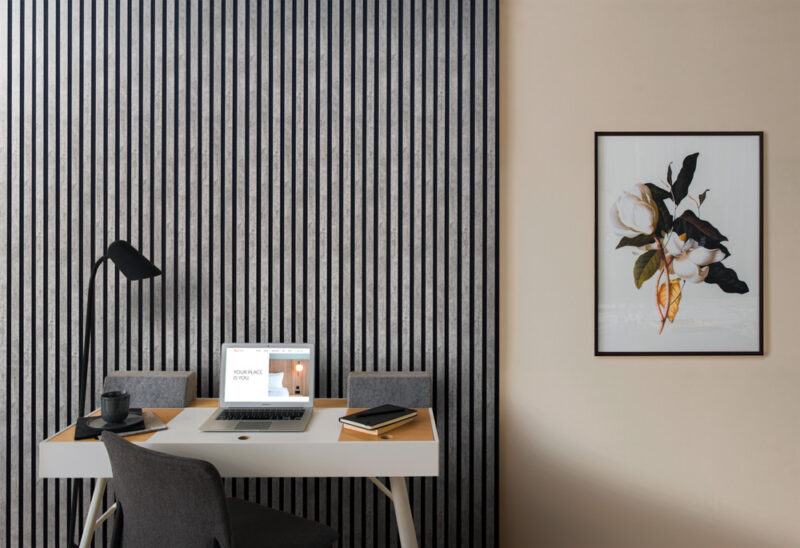 Akustyczny Lamel Loft (efekt betonu) na Czarnym Filcu 30x265cm - obrazek 3