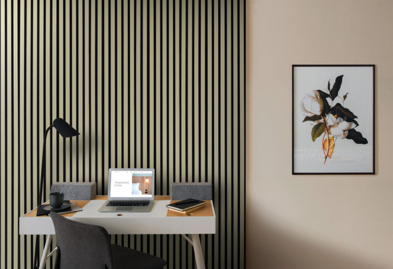 Acoustic Olive Slat Panels on Black Felt 30x265cm - Image 4