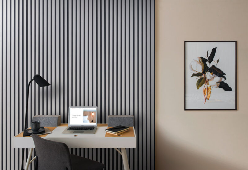 Acoustic Cashmere Slat Panels on Black Felt 30x265cm - Image 5