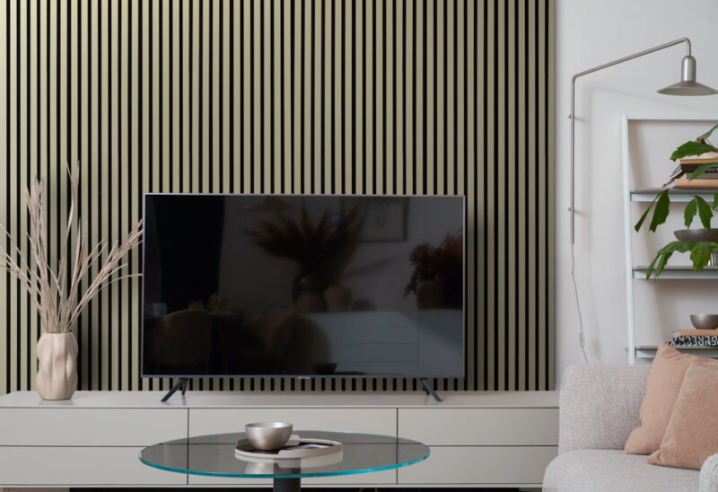 Acoustic Olive Slat Panels on Black Felt 30x265cm - Image 5