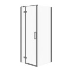 Corner Shower Enclosure Jota (90x90x195) - Left Transparent Glass - Black Cersanit