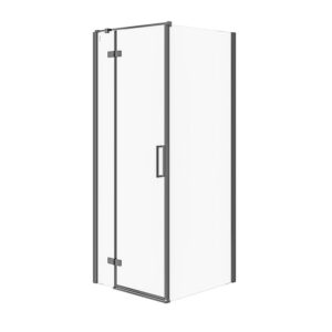 Corner Shower Enclosure Jota (80x80x195) - Left Transparent Glass - Black Cersanit