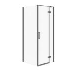 Corner Shower Enclosure Jota (80x80x195) - Right Transparent Glass - Black Cersanit