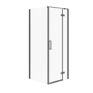 Corner Shower Enclosure Jota (80x80x195) - Right Transparent Glass - Black Cersanit