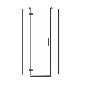 Pentagonal shower enclosure jota 80x80x195 left, black, transparent glass Cersanit