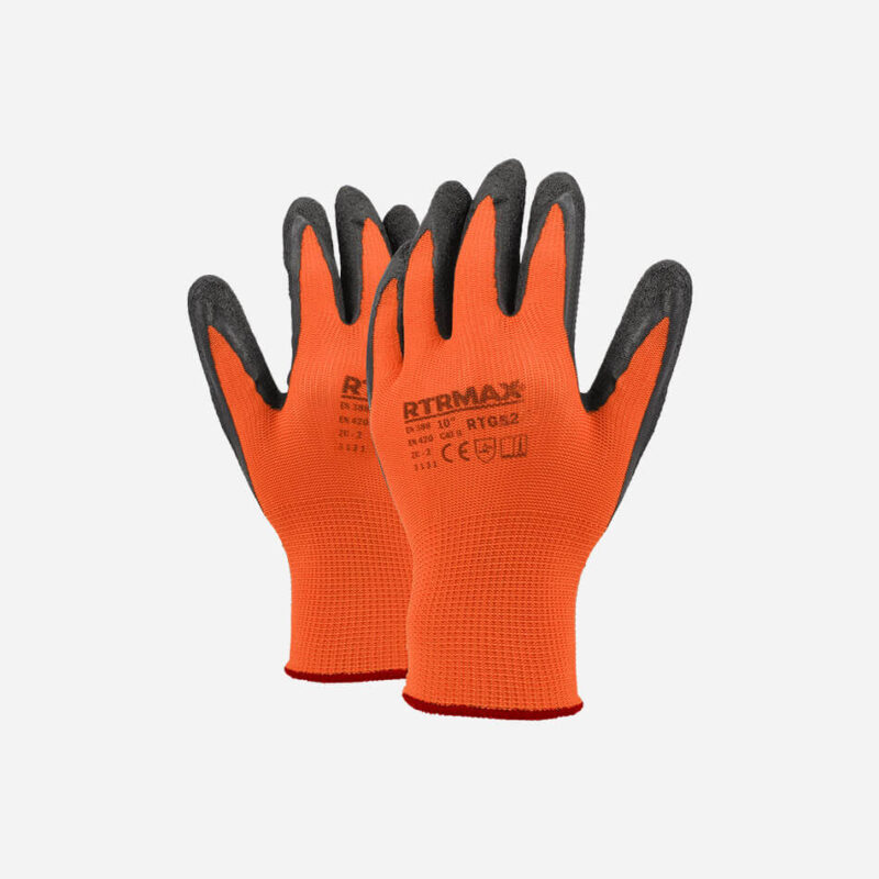 Black Gripper Glove Orange Liner 10'' ELD428 RTG428