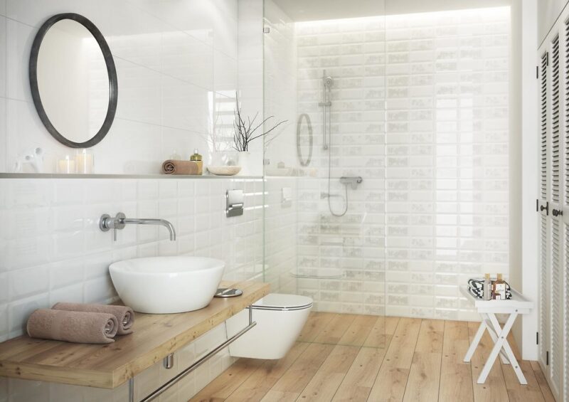 Naris Ps604 white glossy structure 29,7x60 Cersanit Tiles - Image 3