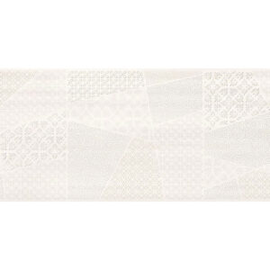 Ferano white patchwork inserto satin 24x74 Cersanit Tiles