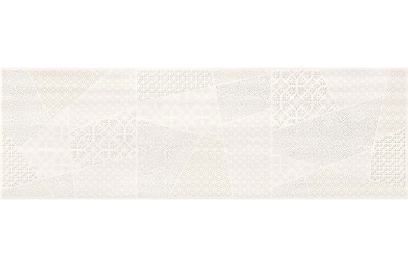 Ferano white patchwork inserto satin 24x74 Cersanit Tiles