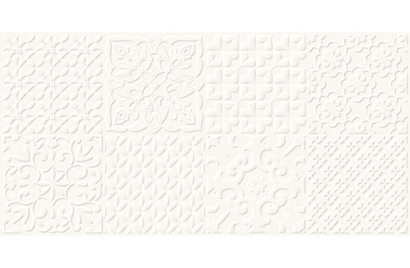 Alterio Wt1012 white patchwork structure satin rect 29,8x59,8 Pytki Cersanit