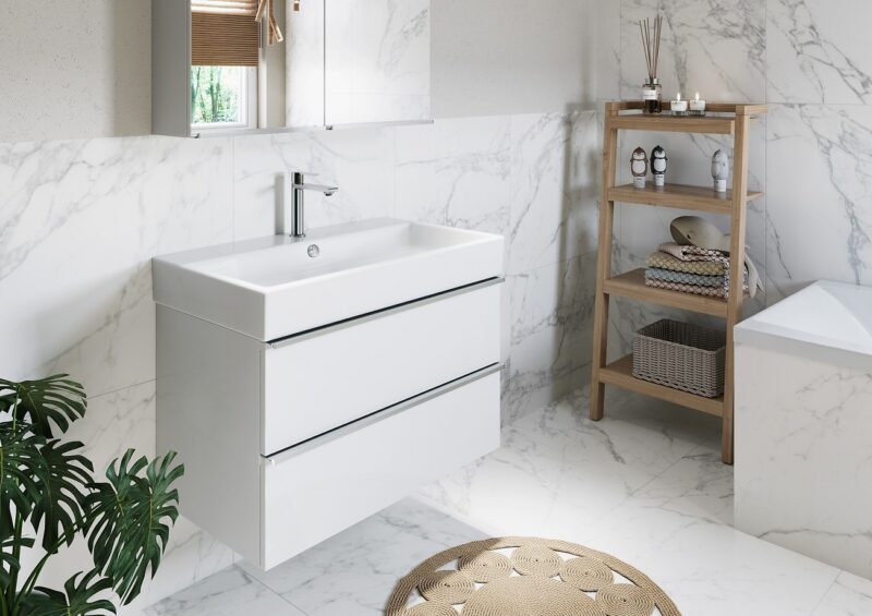 Virgo 60 countertop cabinet white with chrome handles - Image 9