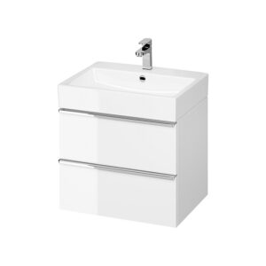 Virgo 60 washbasin cabinet white with chrome handles