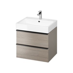 Virgo 60 washbasin cabinet grey with black handles
