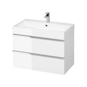 Virgo 80 washbasin cabinet white with chrome handles