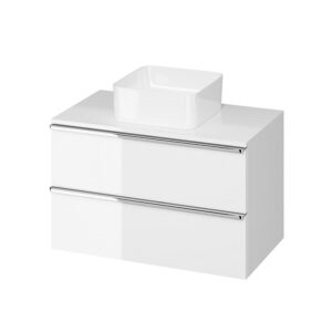 Virgo 80 countertop cabinet white with chrome handles