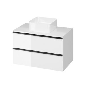 Virgo 80 countertop cabinet white with black handles