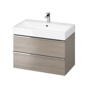Virgo 80 washbasin cabinet grey with chrome handles