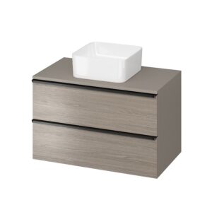 Virgo 80 countertop cabinet grey with black handles
