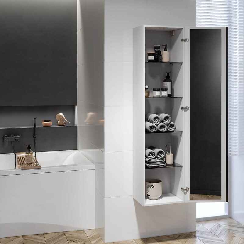 Virgo 60 countertop cabinet white with chrome handles - Image 11