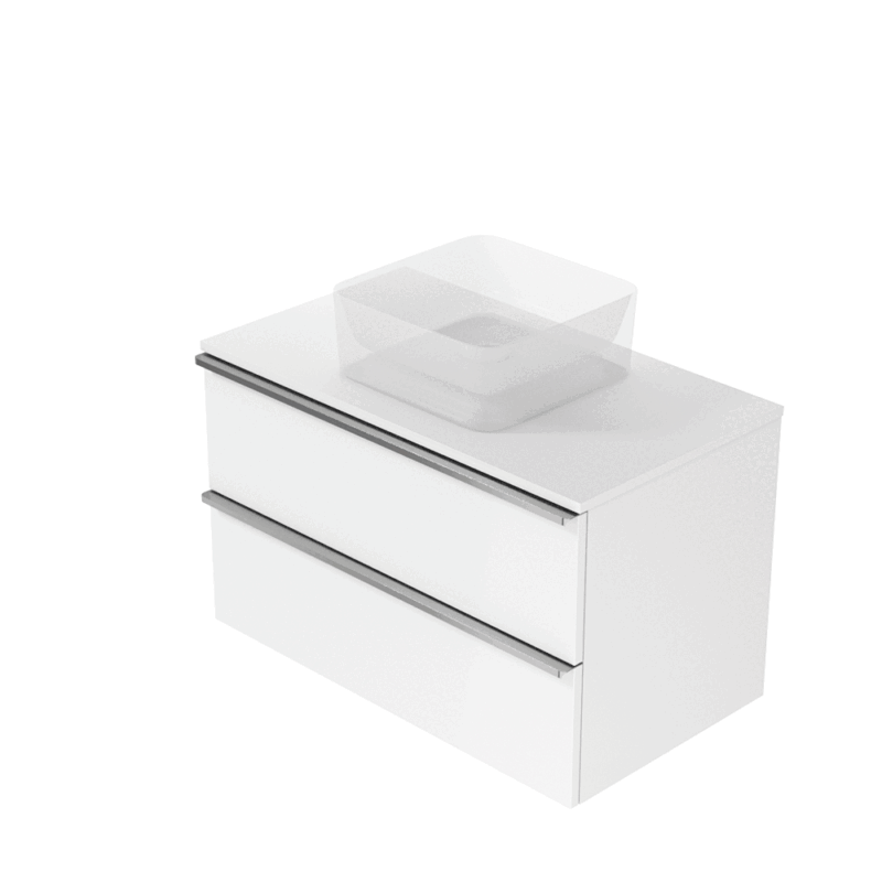 Virgo 80 countertop cabinet white with black handles - Image 2