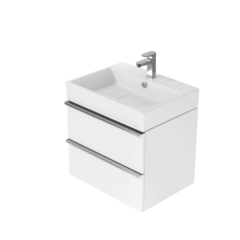 Virgo 60 washbasin cabinet white with chrome handles - Image 2