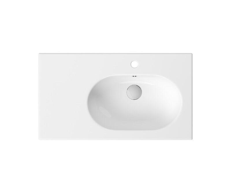 Zen by cersanit 80 washbasin in a counter with top left, white - Image 3