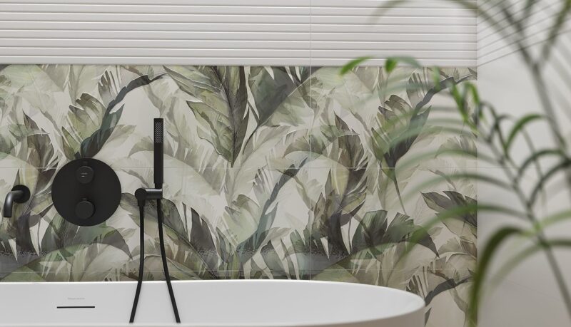 Forli leaves green inserto satin 58x89 Cersanit Tiles - Image 7