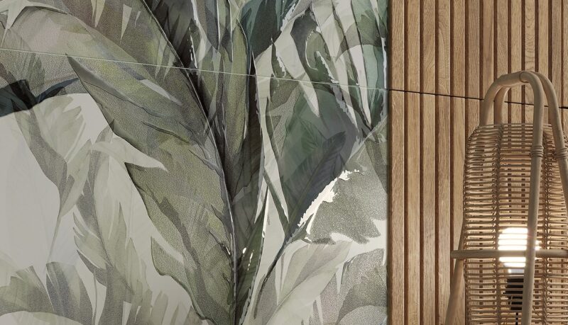 Forli leaves green inserto satin 58x89 Cersanit Tiles - Image 4