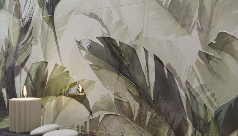 Forli leaves green inserto satin 58x89 Cersanit Tiles - Image 6