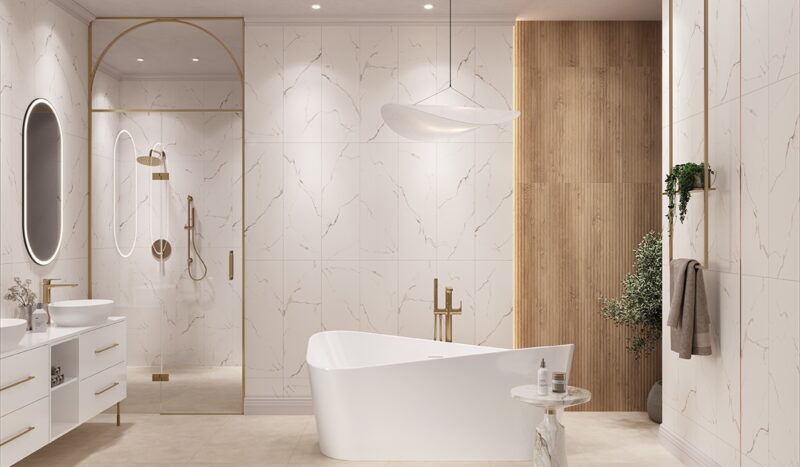 Side calacatta white satin rect 29x89 g1 Cersanit Tiles - Image 2