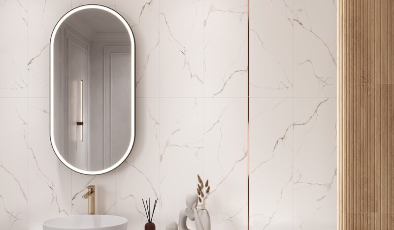 Side calacatta white satin rect 29x89 g1 Cersanit Tiles - Image 3