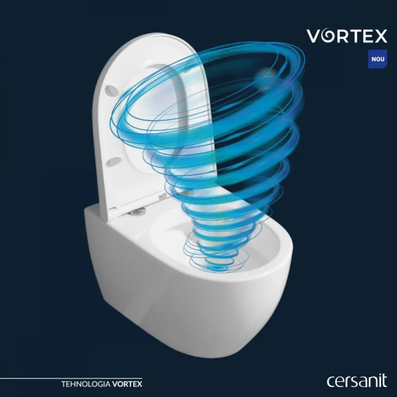 ZESTAW B252 INVERTO VORTEX miska zawieszana inverto streamon z deską duroplastową biała Cersanit - obrazek 3